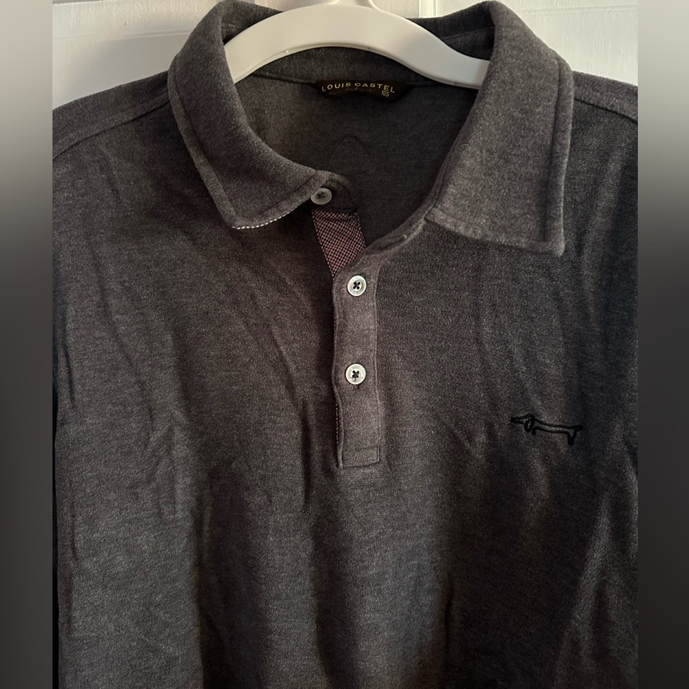 Louis Castel Men’s gray long sleeve polo shirt size 105